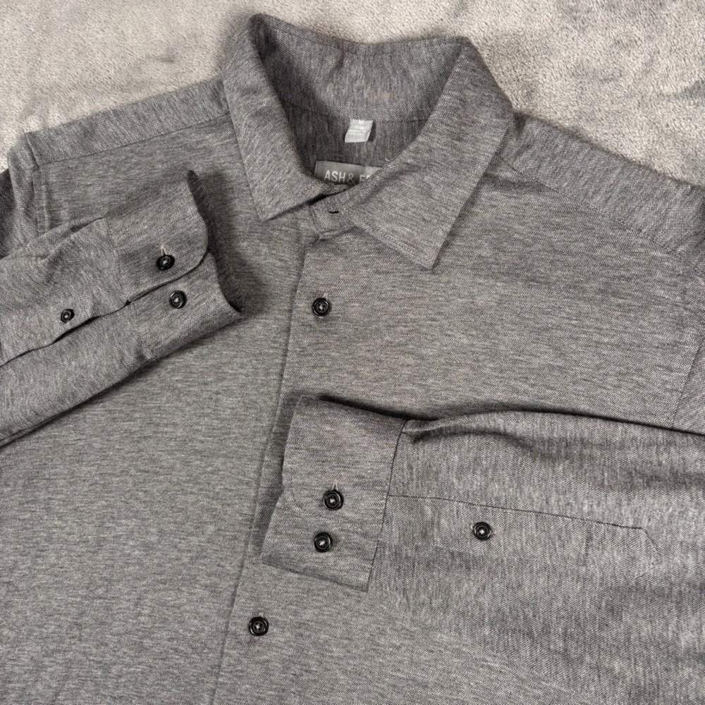 ASH & ERIE Button Up Shirt Mens M Gray Slim Fit Long Sleeve Preppy Woven